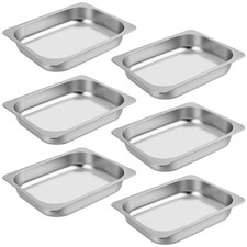 6 Pack 1/2 Size Stainless Steel Steam Pan 2.5 Inch Deep Anti-Jam Hotel Tray