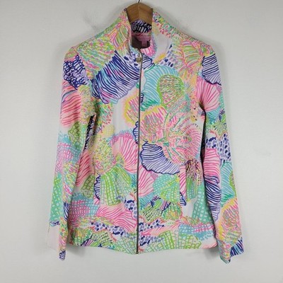 New Lilly Pulitzer Reagan Full Zip Up Seashell Print Sweater Jacket Medium