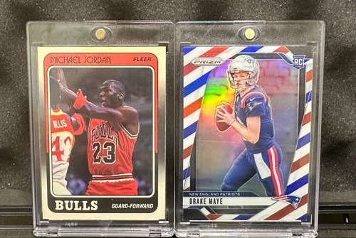 Michael Jordan 1988 Fleer / Drake Maye 2024 RC (Red, White and Blue)