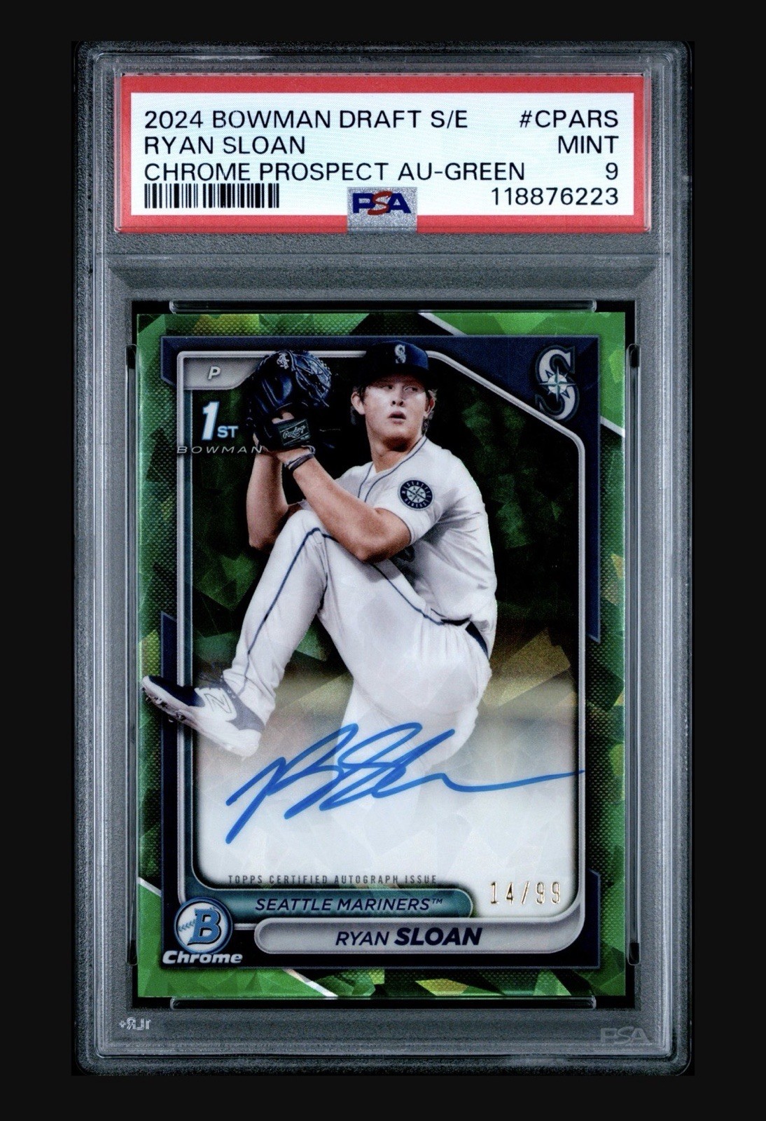 2024 Bowman Draft Sapphire Edition- Ryan Sloan #CPA-RS Prospect Auto Green 14/99