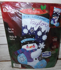 New Plaid Bucilla Let It Snow 18" Felt Christmas Stocking Kit 84588 Snowman