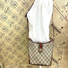 GUCCI Vintage Crossbody Bag Sherry Line GG Supreme Shoulder Bag Brown PVC Used