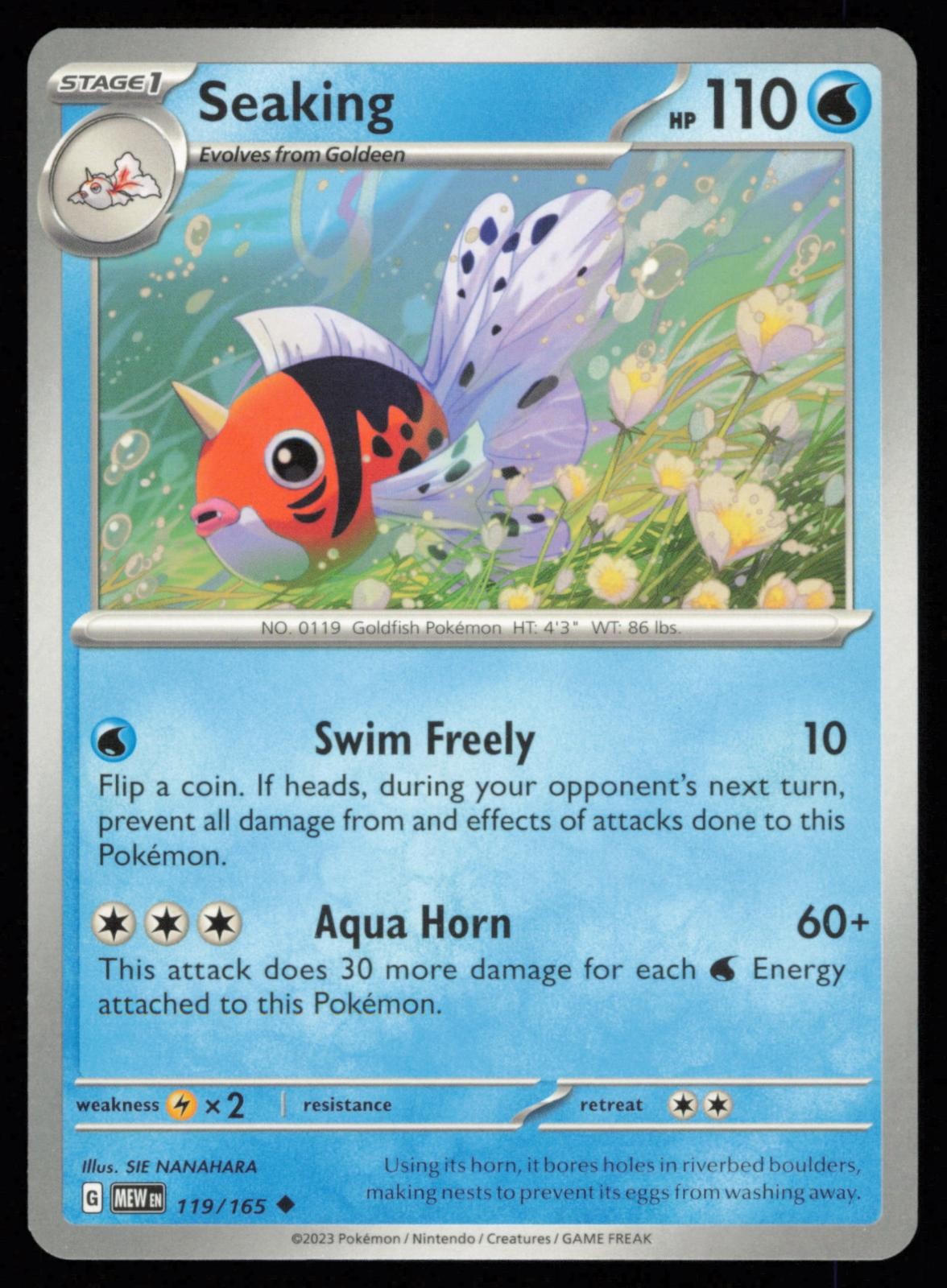 Seaking 119/165 Uncommon Pokemon 151 MEW NM
