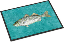 8720JMAT Striped Bass Fish Doormat 24X36 Front Door Mat Indoor Outdoor Rugs for
