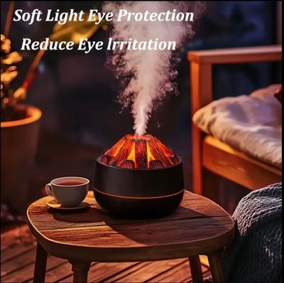 Flammeneffekt Vulkan Luftbefeuchter | Aromatherapie Diffusor | LED Lavalicht | USB M