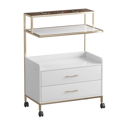 Salon Trolley with Lockable Wheels, Barber Storage Rolling Cart with Drawer New