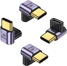 AreMe 90 Degree USB-C Male to Female Adapter 4 Pack , 4 Pack, Purple