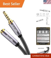 3.5mm Braided Extension Cord for Headphones - 4ft with Mic Functionality