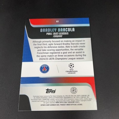 2025-26 Topps UCC Bradley Barcola PSG France Team Logo Border