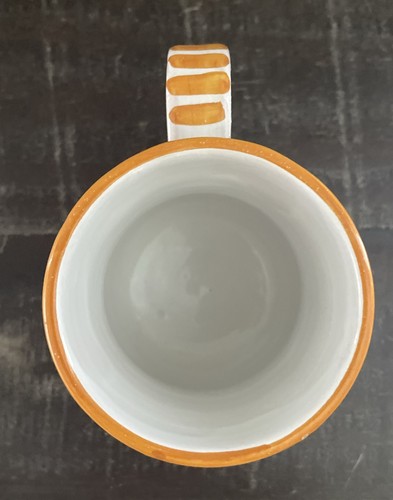 "Taza de café de cerámica italiana taza de flores Italia pintada a mano naranja verde 4"" leer" - Imagen 7 de 11