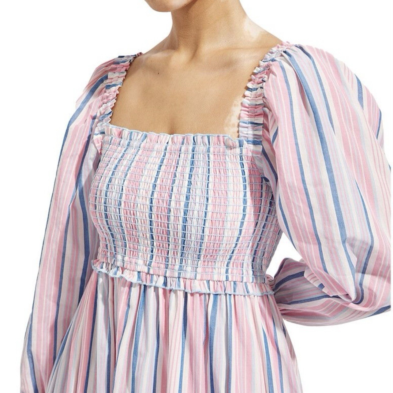 Steele Raine Striped Midi Dress AU 10 / US 6 / M Long Sleeve Cotton Coastal image 5