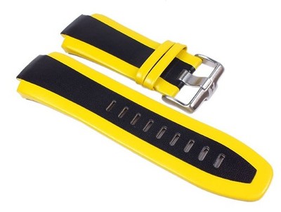 Jacques Lemans Formel 1 Uhrenarmband Leder Band Gelb/schwarz F-5033
