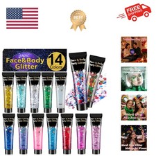 14 Colors Body Glitter, St Patricks Day Face & Hair Glitter Gel Set, Eye Shim...