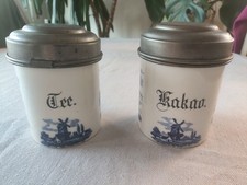 Rarität: Antike Villeroy & Boch Mettlach Vorratsdosen (Tee & Kakao) + Delft-Set