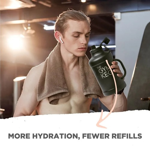 Gym Keg Insulated Metal Water Bottle - 2L Large Capacity - Keeps Cold fBlack - Picture 5 of 5