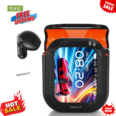 HTC NE20 Bluetooth 6.0 Earphones AI Translator Wireless Earbuds LCD Touch New Sp