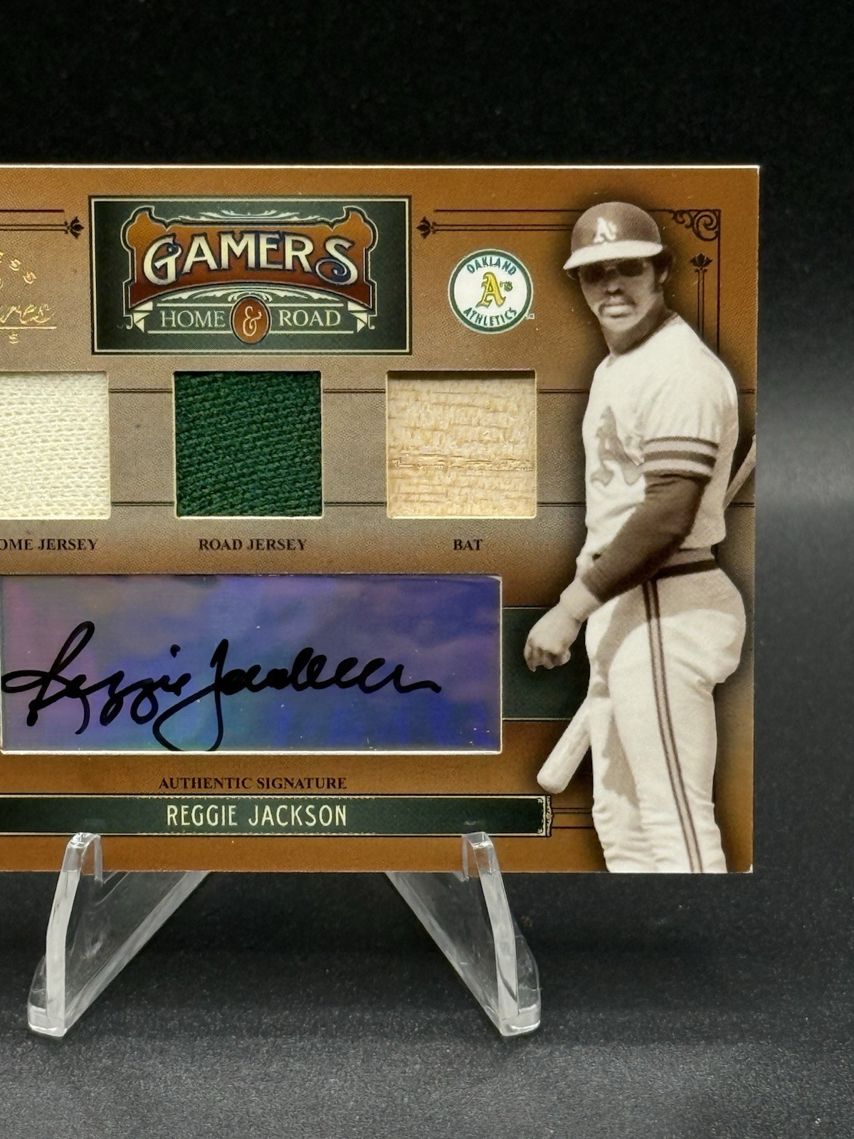 2005 Timeless Treasures Gamers #G-28 Reggie Jackson Jersey & Bat Relic Auto #/10 view 4
