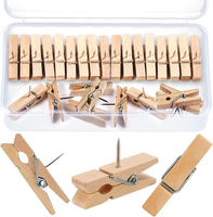 Holzklammern Mit Stecknadeln 50 StüCk NatüRlich Holz Push Pins Clips Pinnadeln H