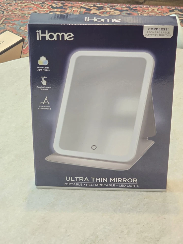 iHome Espejo de Maquillaje Ultra Delgado Portátil Recargable Luces LED Totalmente Nuevo Foto 2 de 4
