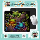Mouse Pad Neon Colorful Trio of Frogs Tree Anti Slip Back Easy Clean Sublimated