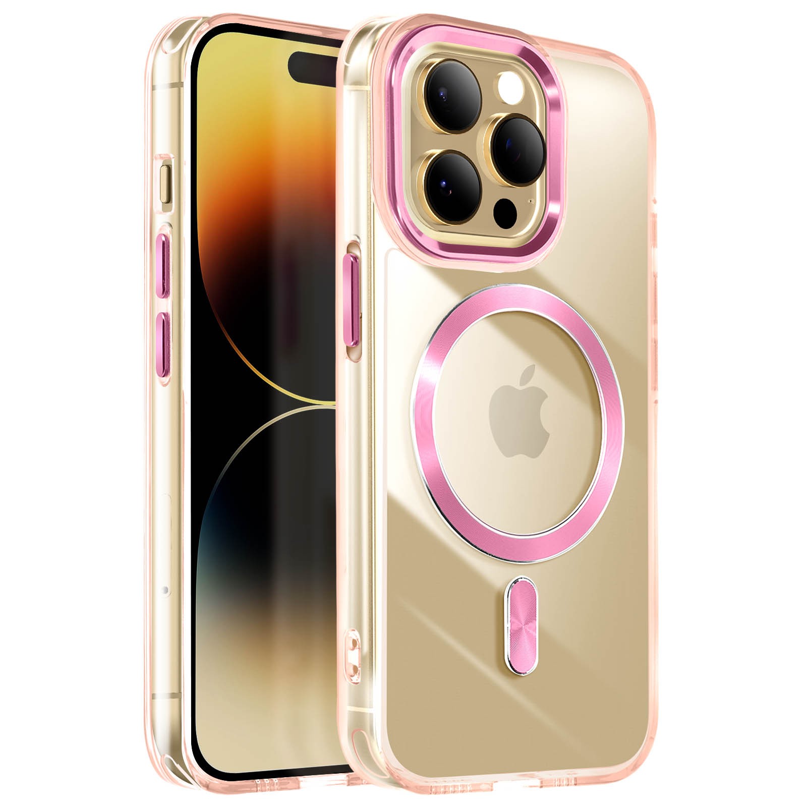 Coque iPhone 14 Pro fine transparente Rose Champagne anti-jaunissement