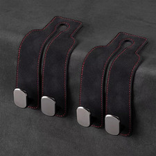 2 Pack Black Leather Car Headrest Hooks Purse Bag Storage Holders for Car Seats