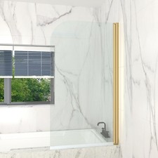 Bath Screen 140cm Pivot Shower Panel 5mm Toughened Double-Sided Easy Clean Glass