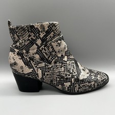 New Look Ankle Boots Snake Print Black Brown Western Point Toe Womens Uk 8