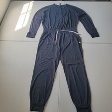 Vuori Jumpsuit Womens Small Blue Henley Long Sleeve Elastic Lounge One Piece