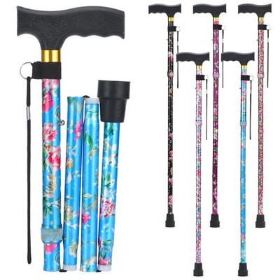 Walking Cane Collapsible Lightweight Sleek Foldable Stick Seniors T-Handle