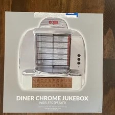 Diner Jukebox Tabletop Bluetooth Speaker Chrome Plated Retro Silver - NEW