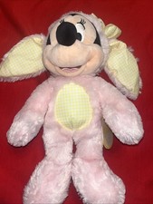 MINNIE, MOUSE Disney Store Easter Bunny 14" Plush Toy Pink Yellow Gingham NWT