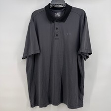 Under Armour Men's Golf Polo Shirt Heatgear Stripe Gray 2XL Loose Fit