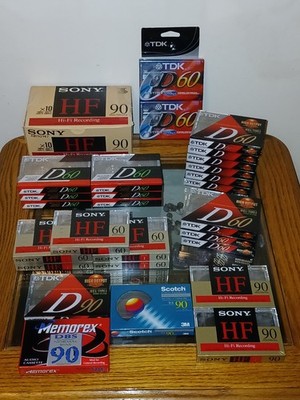 27 New Audio Cassette Tapes TDK D60 Sony HF 60 90 Memorex Scotch Type I 1 Hi-Fi 