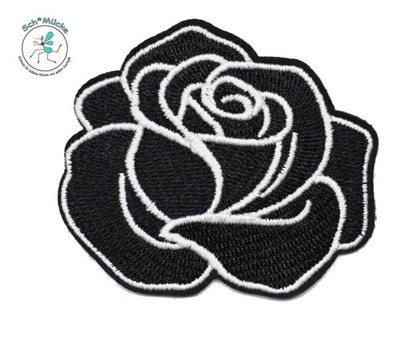 Aufbügler schwarze Rose 6x7 cm Talisman Glücksbringer Geschenkidee Patch Flicken