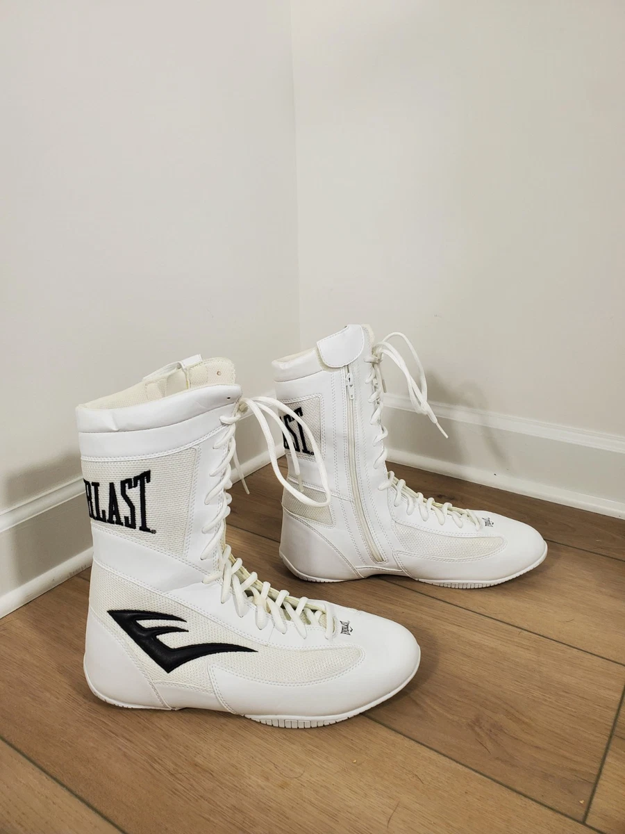 Everlast Vintage Mens White Leather High Top Boxing Boots Ring Shoes Size 9 US Boxing Boots White | eBay main image 2