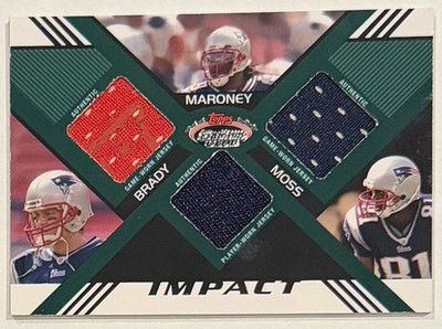 Topps 2008 Stadium Club Impact Triple Relic GAME WORN Brady / Moss TR-BMM 09/50