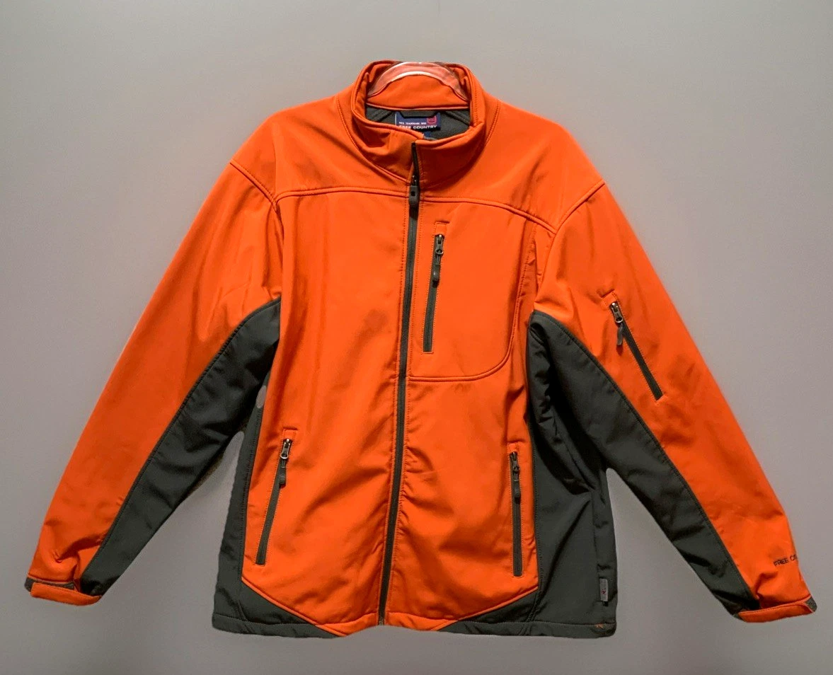 Free Country Mens Orange Stretch Wind/Water Resist Softshell Jacket Hunting, XL