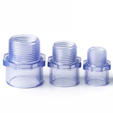 Transparent PVC 1/2"  2" Nipples Threaded Pipe Fittings Connector BSP Adapter