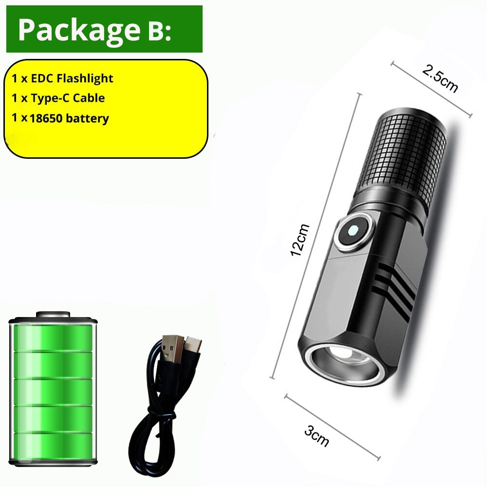 Powerful Led Flashlight XHP70 4Core Built in Battery Shot Long Smart EDC Torch - Picture 7 of 21