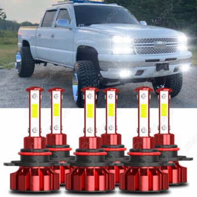 Para For Chevy Silverado 1500 2500 HD 2003-2006 faros LED y bombillas antiniebla