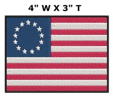 AMERICAN FLAG EMBROIDERED PATCH iron-on US BETSY ROSS REVOLUTIONARY WAR 1776