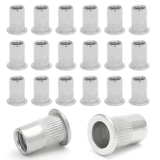 50PCS M6 Stainless Steel Threaded Insert Rivet Nut, M6-1.0Mm Rivnuts Flat Head R