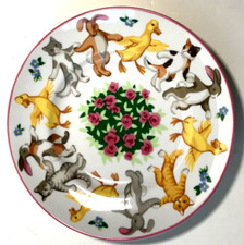 Tiffany Playground 1992 Tiffany  Co 6.75" Plate Cats Ducks Bunnies
