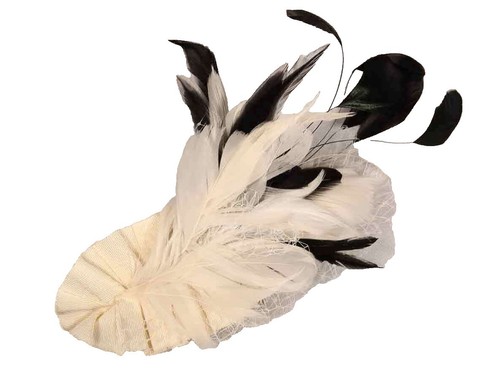 Gwendolyn Gleason Light Ivory Black Hair Comb Formal Bridal Fascinator Gwendolyn Gleason Light Ivory Black Hair Comb Formal Bridal  main image 2
