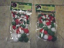 New 2 X 90 counts Crafter's Square Pom Poms Christmas Holiday Decoration