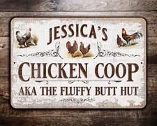 Custom Chicken Coop Sign, Vintage Design, Personalized Tin Metal Signs