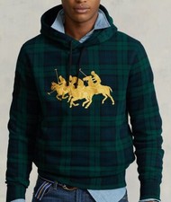 Polo Ralph Lauren Men's Iconic Triple-Pony Tartan Fleece Hoodie Medium