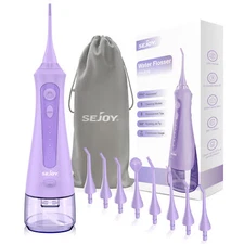 SEJOY Water Flosser Cordless Dental Oral Irrigator for Teeth Cleaner 8 Jet Tips