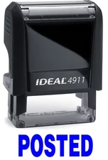 POSTED stamp text on IDEAL 4911 Self-inking Rubber Stamp with BLUE INK